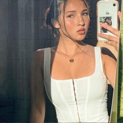 Vintage Sexy Corset Top Club Wear Black White Bustier Crop Tops Women Y2k Clothes 2020 Sleeveless Tank Top