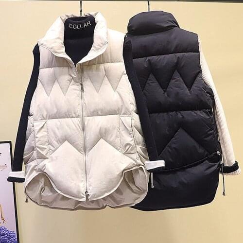 Women Vest Winter Jacket Pocket Solid Color Coat Warm Casual Cotton Padded Vest Female Slim Sleeveless Waistcoat e058