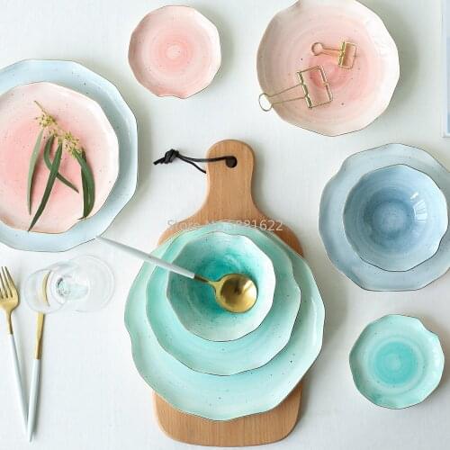 European Style Gold Ceramic Plate Rice Dish Western Dish Dessert Plate Serving Dish Plates Dinner Dishes and Plates Sets