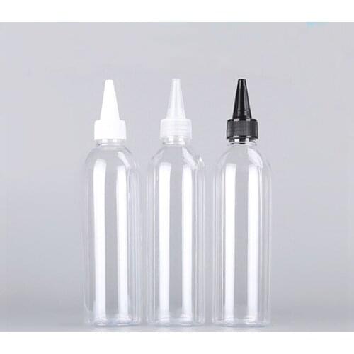 200pcs 250ml clear Cosmetic Plastic bottle With Twist Top Cap E Liquid Packaging Containers PET Transparent Bottle