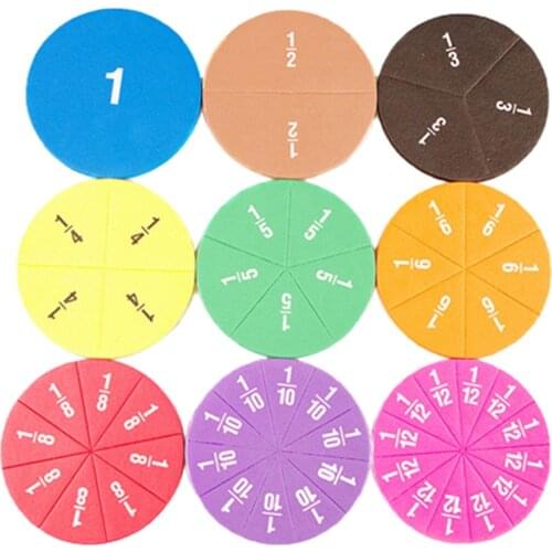 51 Piece Circular Fractions Kids Early Education Math Toy Without