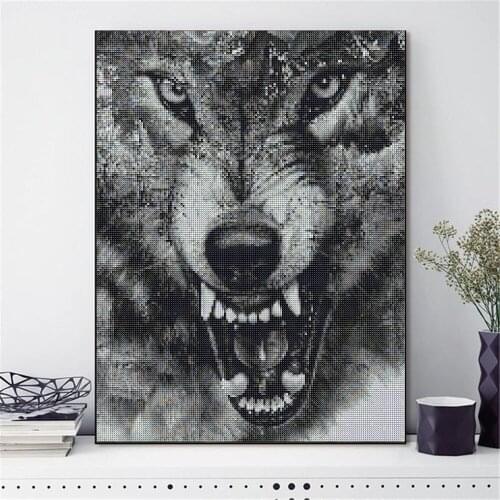 Wolf 5D 100% Full Diamond Painting Cartoon Diamond Embroidery Animal Picture Diamond Picture Home Wall Decor