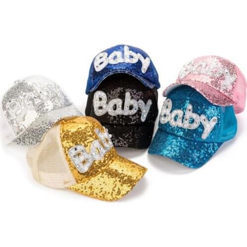 Doitbest mesh Child Baseball Cap 2-8 Years old Sequin BABY letters summer Hip Hop kids Hats Boys Girls hat Caps snapback gorras