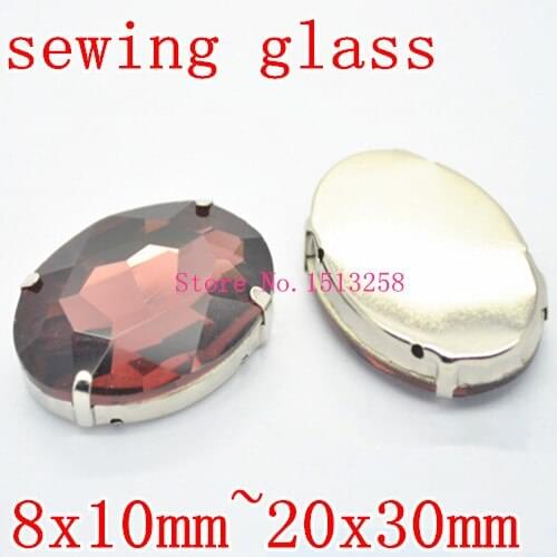 Burgundy Color Sew On Crystal Oval Fancy Stone With Metal Claw Setting8x10mm,10x14mm,13x18mm,18x25mm,20x30mm For Jewelry,garment