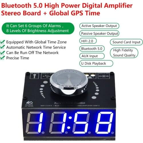 HIFI 50W*2 Stereo Bluetooth 5.0 Digital Power Amplifier Board Module With WIFI Timing Clock XY-W50L With Fashion Sense