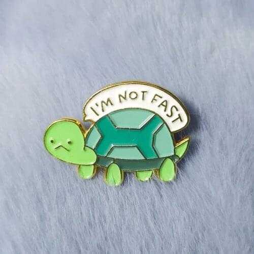 Little Turtle Enamel Pin Cartoon Lovely Custom Badge Tortoise Animal Introverted Jewelry Enamel Brooches Lapel Pins For Gifts