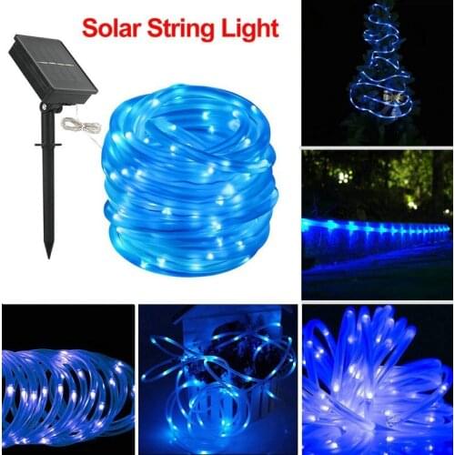 12M Solar Powered Rope Tube fairy String Light 100LEDs Ourdoor Xmas Garden Christmas party Tree flexible copper wire Strip Lamp