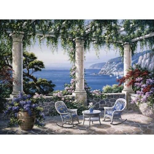 Canvas wall pictures pop art Mediterranean Terrace landscape oil painting modern home decor