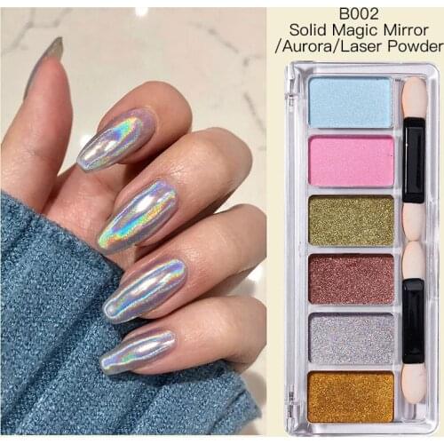 Laser Silver Bubble Mirror Powder Metallic Nail Glitter Holographics Chrome Dust Sparkling Flakes Pigment Manicur Nail Art Decor