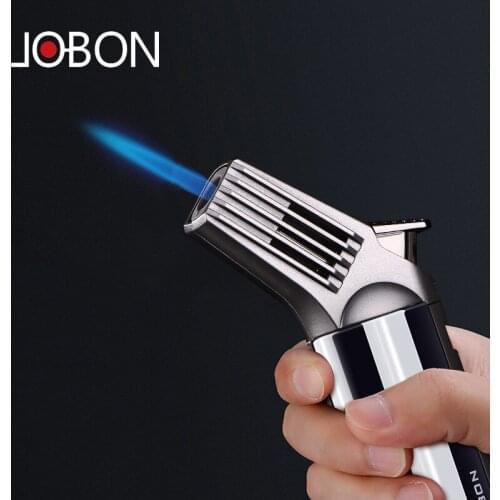 JOBON Windproof Torch Lighter Metal Inflatable High Temperature Straight Moxibustion Cigar Gas Lighter Mens Outdoor Tool