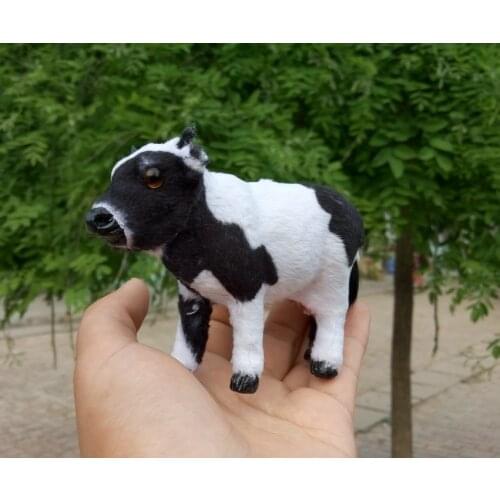 Simulation cute cattle 11x4x8cm toy model polyethylene&furs cattle model home decoration props ,model gift d190