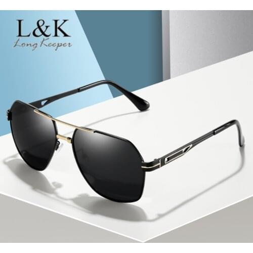LongKeeper Mens Polarized Sunglasses Brand Designer Pilot Male Metal Frame Sun Glasses Driving Goggles For Men UV High Quality