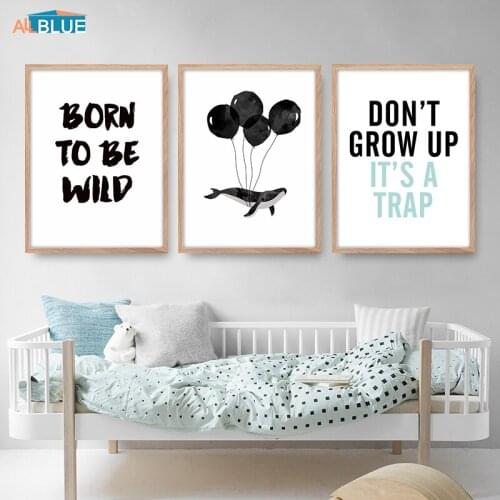Whale Balloon Nursery Wall Art Canvas Painting Nordic Posters And Prints Decoration Pictures Baby Kids Bedroom Quote Home Decor