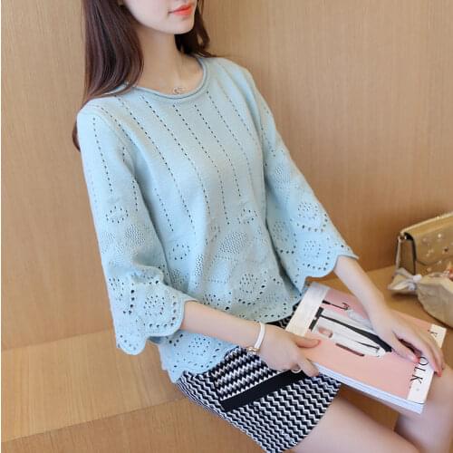 Spring of 2021 the new easing is hollow-out sweater thin knitting render unlined upper garment of western style jacket
