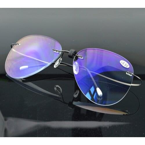 SCOBER Large Frame Pilot New B Titanium ONLY 2G Ultra-light elasti MEN WOMEN Rimless READING GLASSES +0.75 +1 +1.25 +1.75 to +4