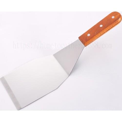 Steak and Hamburger Turner Burger Heavy Duty Polished Stainless Steel Grill Spatula Scraper With Wood Handle