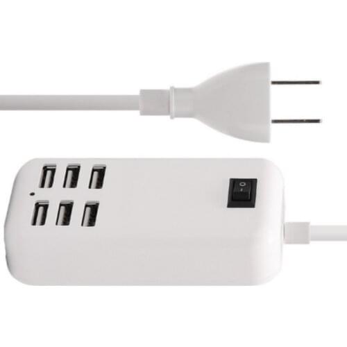 20W USB HUB 6 Ports Splitter With Switcher Power Adapter EU US Plug Desktop Wall Charging for Iphone Extension Socket Outlet