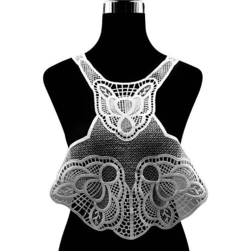 Vintage Milk Silk Lace Collar Applique, Fake Collar, Hollow Embroidery Lace Collar, Large Guipure Lace Collar 1 Piece