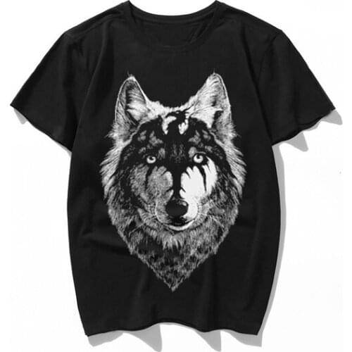 Wolf head draw with the dragon Summer 2019 Cotton Men T-shirts T Shirts O-Neck Tops Tees Funny Streetwear Brand