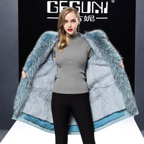 Real 2020 Fur Coat Female Natural Rabbit Fur Liner Parka Winter Jacket Women Raccoon Fur Collar Korean Long Jackets MY s