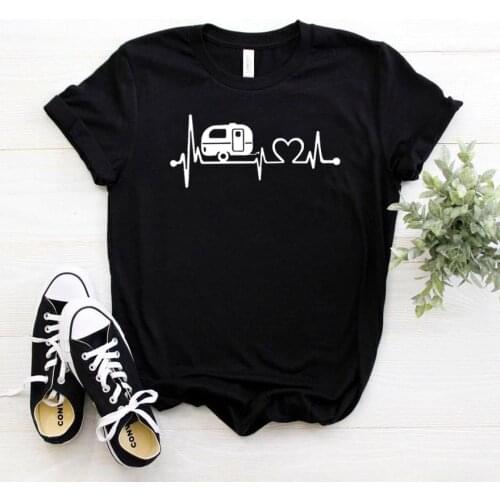 Happy camper heartbeat Women tshirt Cotton Casual Hipster Funny t-shirt Gift Lady Yong Girl Top Tee Drop Ship ZY-295