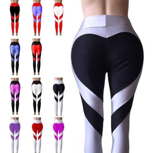 Love Women Leggings Color Matching Stitching Breathable Self-cultivation Yoga Sports Bottoming Pants Seamless Femme Leggings