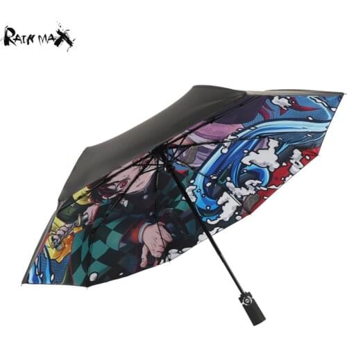Anime Demon Slayer Viscose Umbrella: Kimetsu No Yaiba Cosplay Animation Surrounding Rain or Shine Umbrella Folding Personality