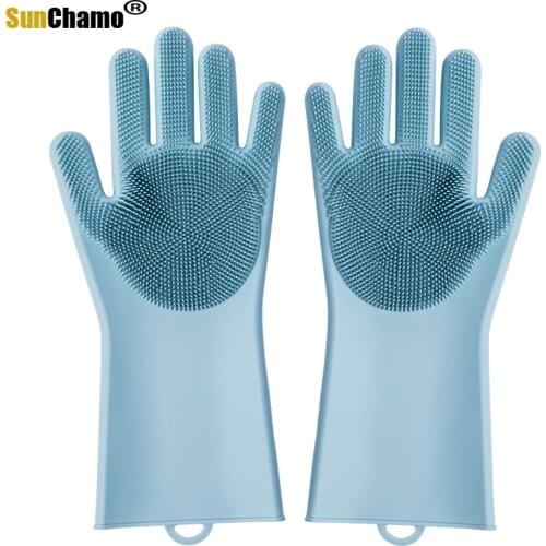 1Pair Silicone Dishwashing Gloves Household Heat-resistant Washable Easy-to-wash Silicone Gloves Rubber Latex Cleaning Gloves