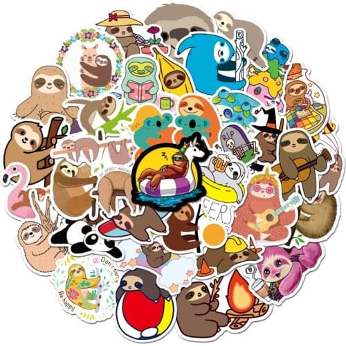 10/30/50PCS Kawaii Sloths Cartoon Animal Stickers Graffiti Waterproof Motorcycles Furniture Childrens Toys Decals Sticker Gift
