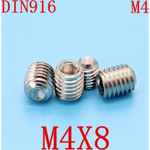 1000pc/set DIN916 m4*8 m4x8 4mm Stainless Steel Metric Thread Grub Screws Cup Point Hexagon Socket Set Screws Headless