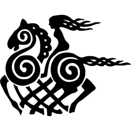 12.7cm*9.8cm Cartoon Viking Goddess Horse Vinyl Decal Black/Silver Car Sticker Fashion Car-styling S6-2877