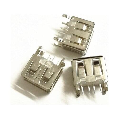 500Pcs/lot A Type Flat Angle (180 Degree) Female USB PCB Connector Socket, USB Jack Plug usb 2.0 jack