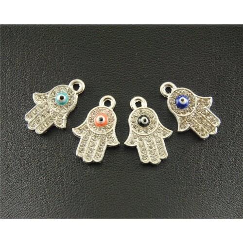 7 pcs Silver Color/gold plated Fatima Hamsa Hand Bracelet Connector DIY Metal Bracelet Necklace Jewelry Findings RS243/RS244