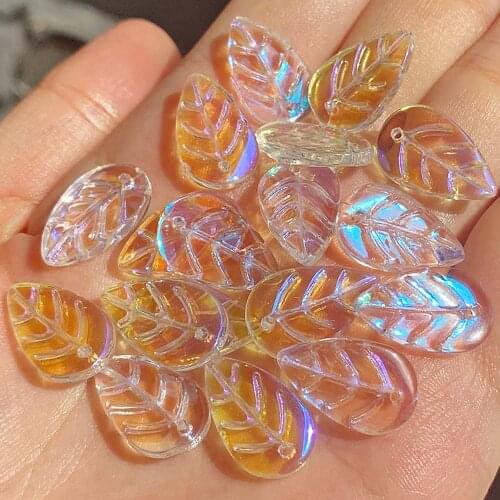 AB Colors Leaf Czech Lampwork Crystal Glass Spacer Beads For Jewelry Making Diy Needlework Bracelet Necklace Hairpin