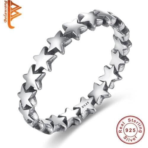 BELAWANG Star Trail Stackable Finger Ring For Women Wedding 100% 925 Sterling Silver Jewelry 2019 HOT SELL Valentines Day Ring