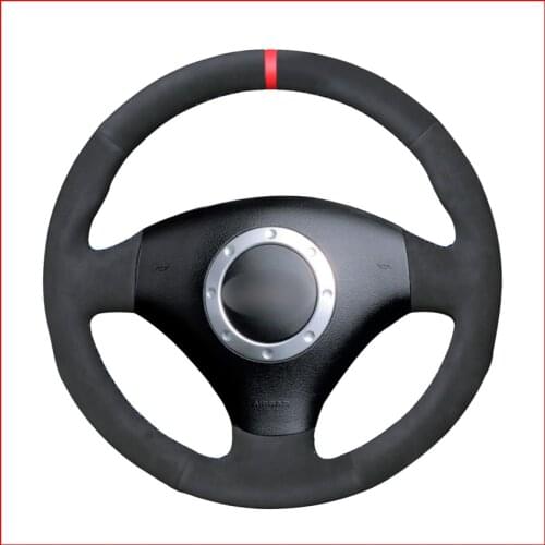 Black Suede DIY Car Steering Wheel Cover for Audi A2 8Z A3 8L Sportback A4 B6 Avant A6 C5 A8 D2 TT 8N S3 S4 RS 4 RS 6