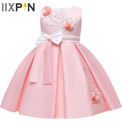 Kids Dresses for Girls Summer Beaded Pleated Embroidered Princess Dress Tutu Cosplay Birthday Party Dress Childrens Costume