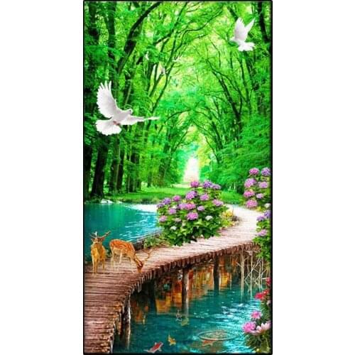 Diy 5d large diamond mosaic Natural scenery diamond painting waterfall deer cross stitch 3d embroidery full round drill A769