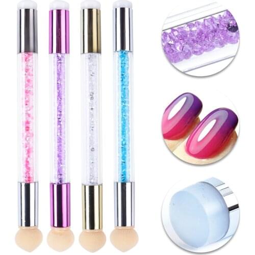 1pcs Gradient Brush Pen Nail Art Transfer Sponge Silicone Stamper Heads Drawing Dotting Pen Manicure Tools UV Gel Polish