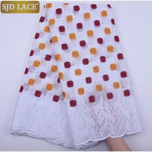 SJD LACE New Arrivals African Lace Fabric With Stones Swiss Voile Lace Embroiderey Nigerian Cotton Lace Fabric For Wedding A1850