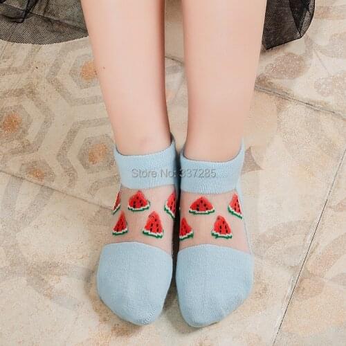 Summer 5pcs Baby girls princess hollow out socks Ultra thin sheer breathable mesh socks for kids girls cute cherry watermelon