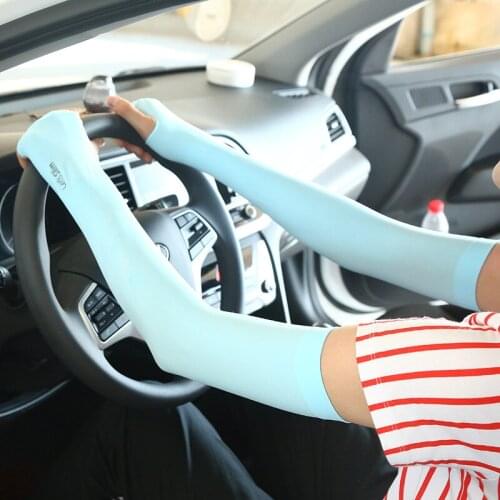 Summer sunscreen ice sleeves sports riding ice silk gloves outdoor anti-ultraviolet long gloves arm warm half finger cots