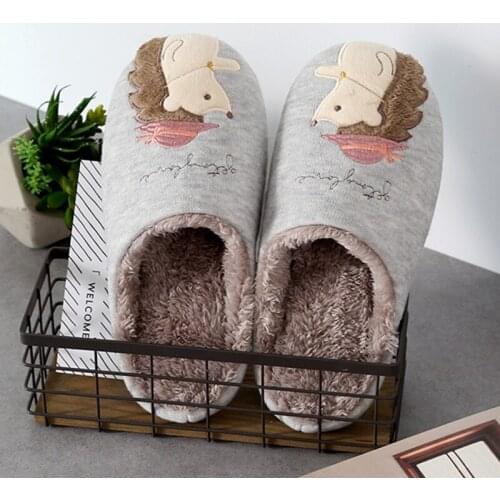 Fur Slippers Winter Warm Home Women Cute Unicorn Animals Indoor Cotton Ladies Slippers Soft Memory Foam Couples Shoes Plus Size