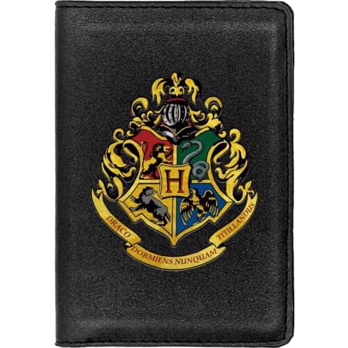 Fashion Magic School Symbol Travel Passport Case Personality Leather Men Women ID Credit Card Holder Cover