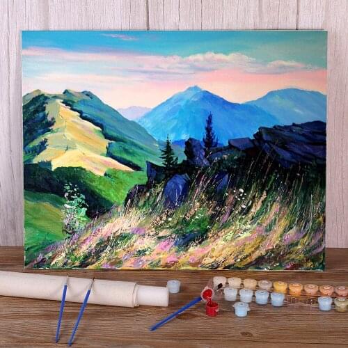 Landscape Summer In The Mountains Painting By Numbers Complete Kit Acrylic Paints 40*50 Oil Painting Decorative Handicraft