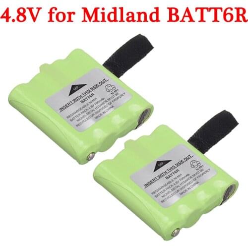 2/4pcs 4.8V 700MAH NI-MH Battery for Midland BATT6R BATT-6R 2 Way Radio Battery spare parts 4.8V Rechargeable Battery For BATT6R