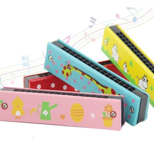 New Colorful Musical Wooden Painted Harmonica Educational Instrument Toy for Kids Children Gift Randomly Kid high quality