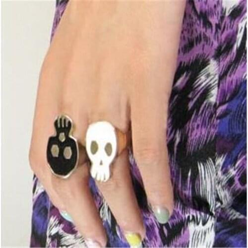 New Fashion Wholesales Hot New Parttern Sided Glazed Skull Finger Ring