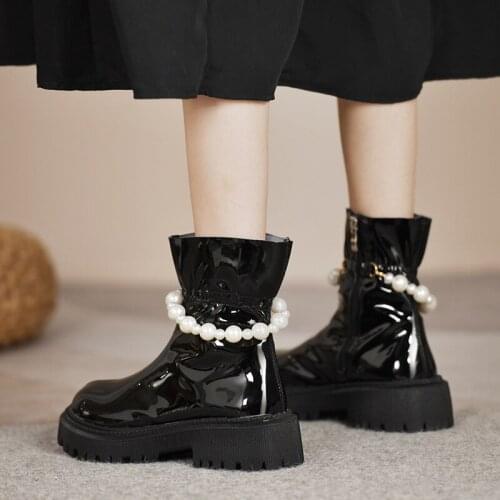 2021 New Pearl British Fashion Boots Fashion Retro Spring, Summer Autumn Mary Boots Japanese High Heel Boots Womens Boots