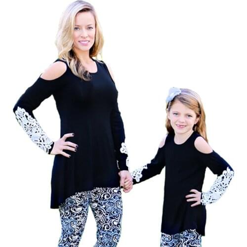 Family Matching Outfits Summer Round Neck Butterfly Strapless Lace T Shirt Parent Child Wear Baby Girl Mom Kid Children Clothing